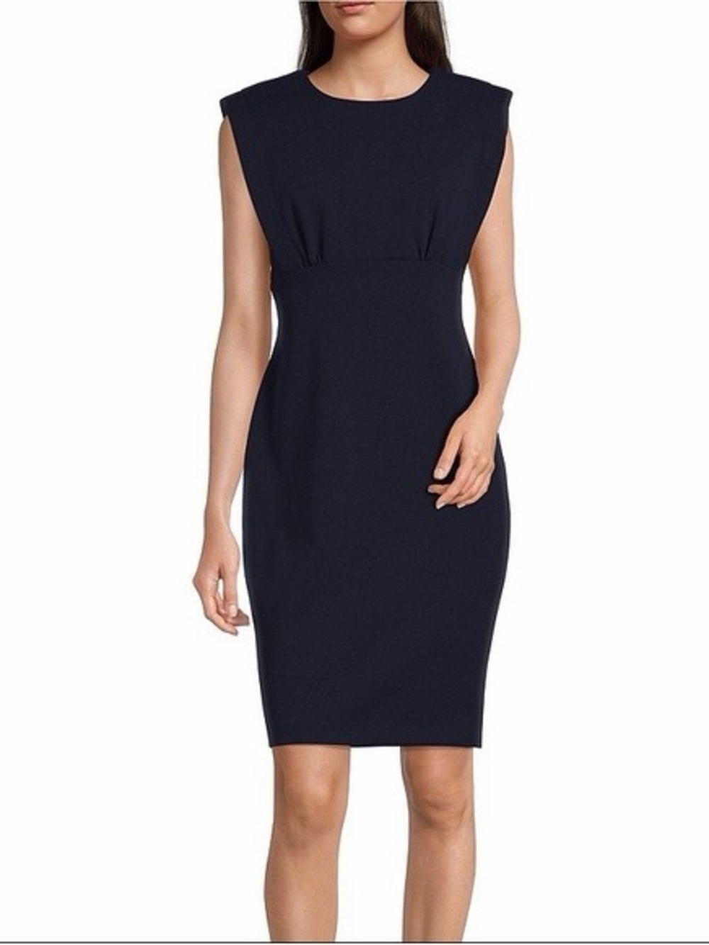 Calvin Klein Navy Sleeveless Midi Sheath Dress